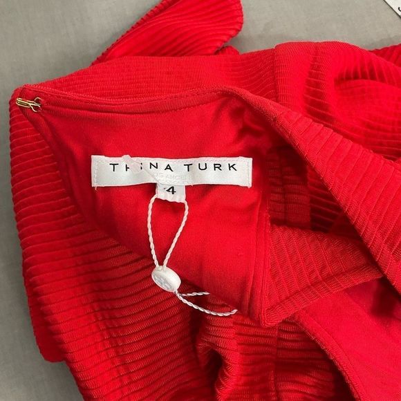 Trina Turk red sleeeveless ribbed flare hem dress - Picture 8 of 11